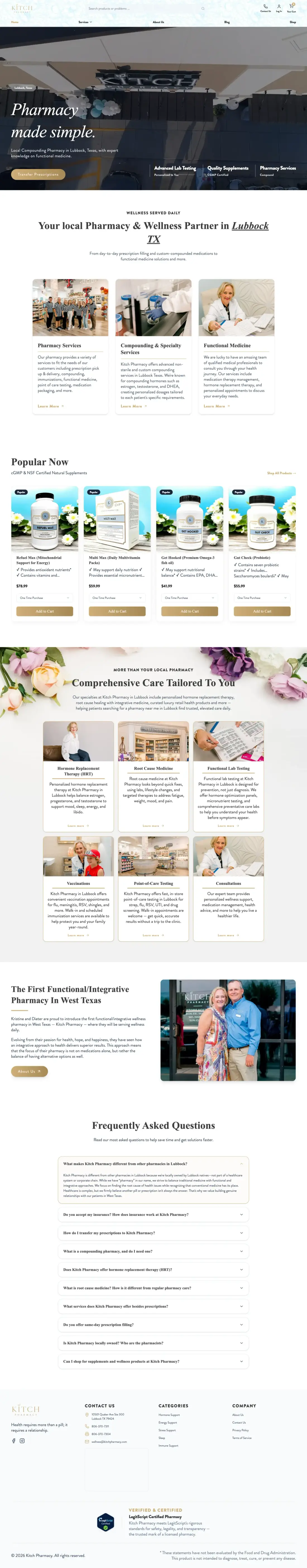 Kitch Pharmacy website — full desktop page