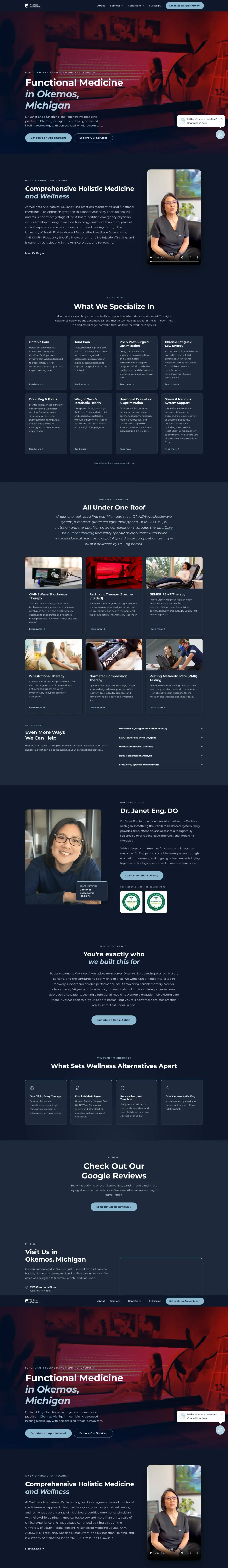 Wellness Alternatives website — full desktop page